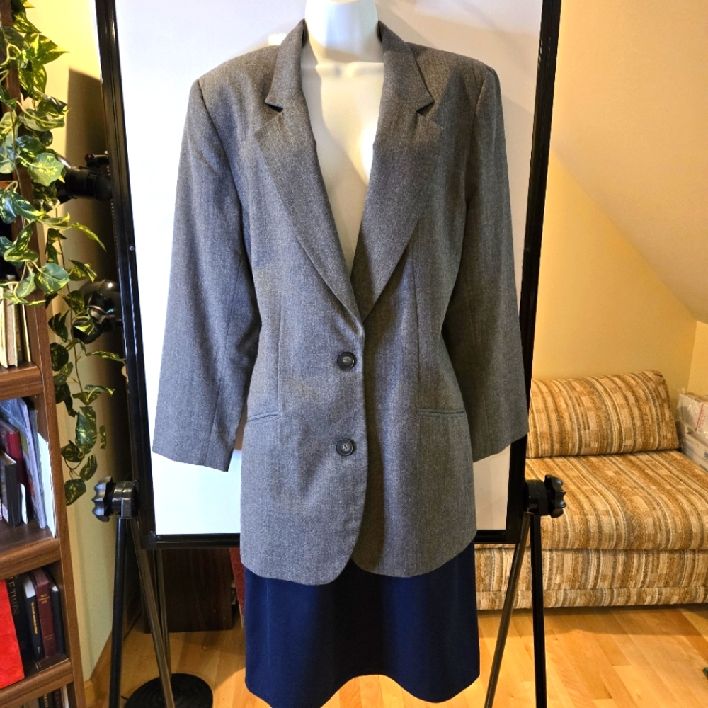 Hugo Buscati Milano Grey Woman's Jacket/Blazer, Office, Size 12